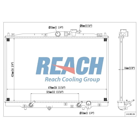 REACH 41-1815 Radiator for 98-95 Honda Odyssey; 99-96 Isuzu Oasis