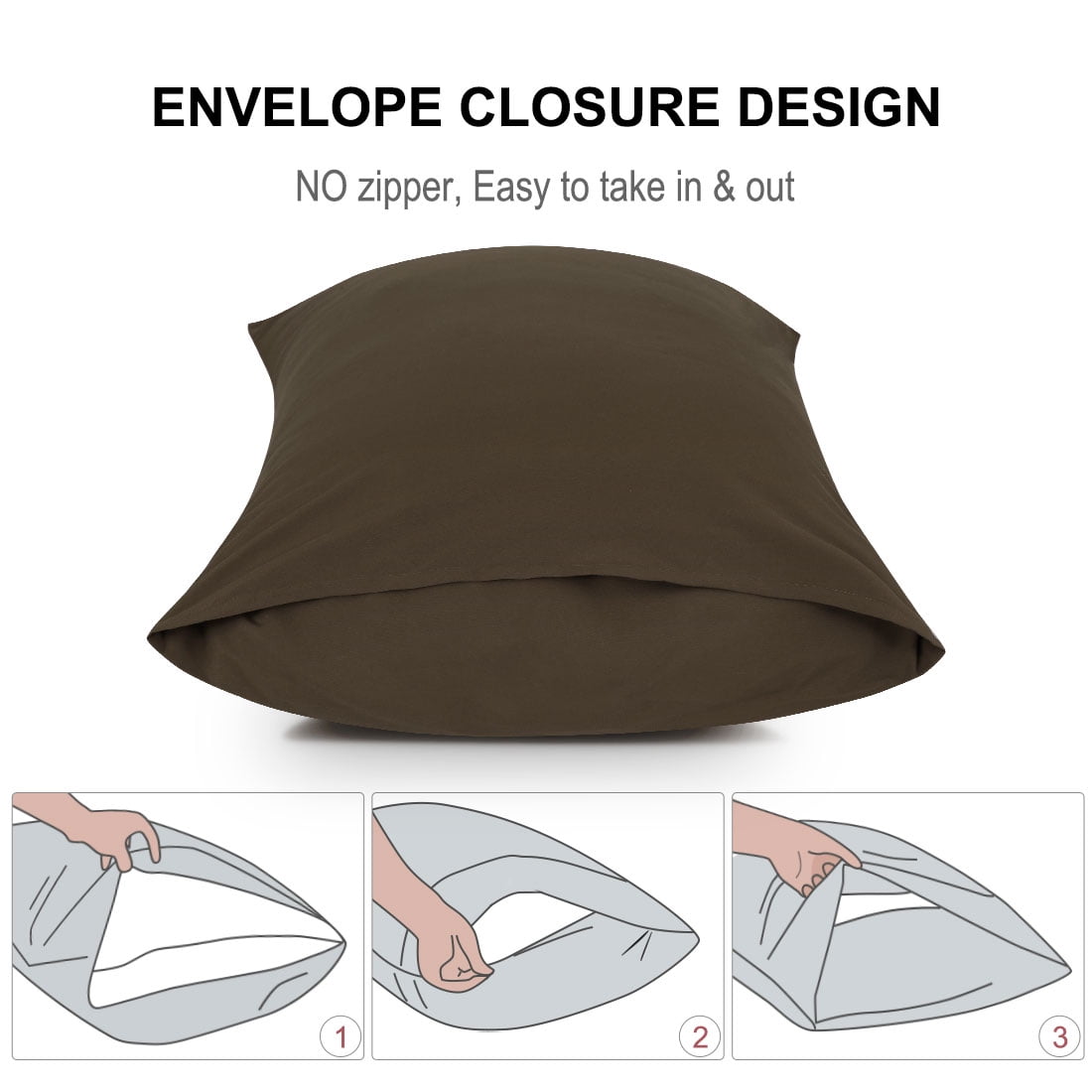 Unique Bargains 2-Pack Solid Microfiber Pillowcases, Standard, Brown