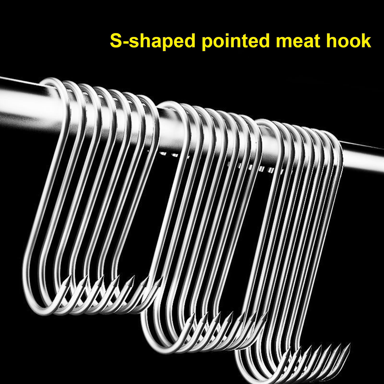 2pcs Stainless Steel Double Hooks 3pcs S-Hooks for Bacon Hams Meat 