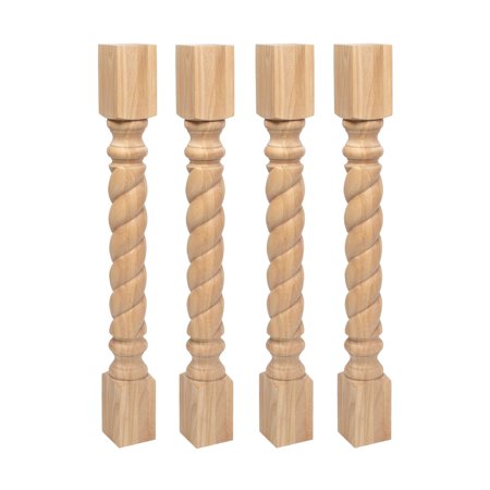 Outwater Rope Unfinished Hardwood Kitchen Island Leg, 35-1/4 x 3-3/4 in (4-Pack)