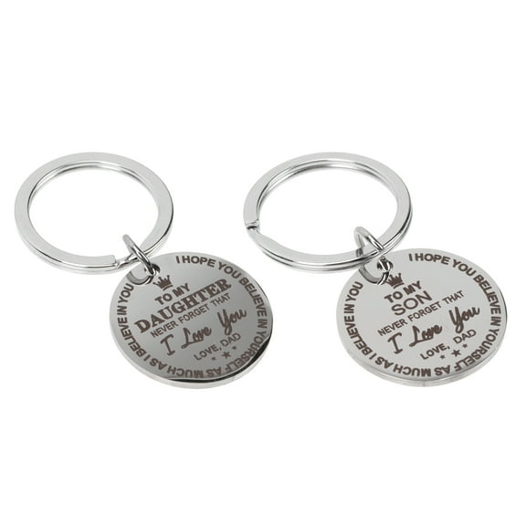 Masteelf 2 Pcs Key Chain Son Gift Keychain Ornament Father 4.5x2.5cm Silver
