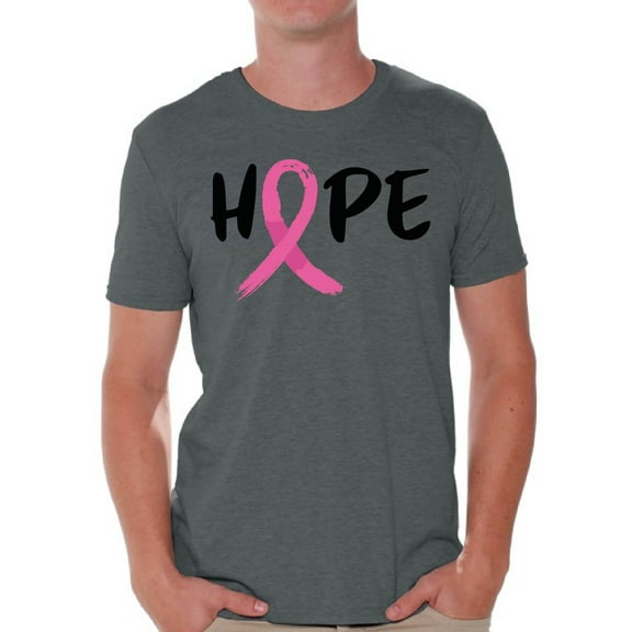 Awkward Styles Breast Cancer Awareness T-Shirt Hope Ribbon T Shirts for Men