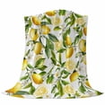 thumbnail image 6 of Lemon Yellow Blanket Soft Cozy Warm Throw Blanket for Couch, Plush Fuzzy Flannel Fleece Blankets for Sofa, Country Watercolor Floral Leaf Green White Bed Blankets Lightweight Gifts for Women, 50"x60", 6 of 9