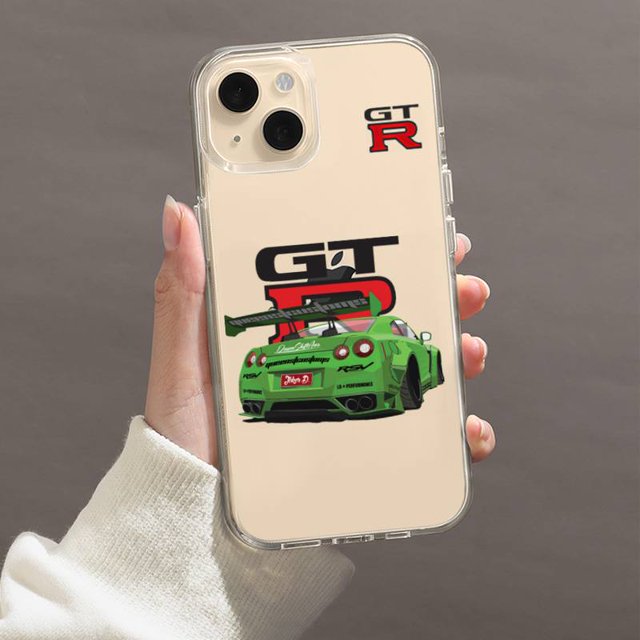 Funda de teléfono de lujo para coche deportivo GTR, carcasa transparente para iPhone 11 12 Mini 13 14 Pro XS Max X 8 7 6s Plus 5 SE XR Fivean unisex