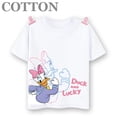thumbnail image 3 of Camiseta de algodón de manga corta para niñas, informal, a la moda, con estampado de Mickey y Donald Duck de Disney, con bonitos dibujos animados, 3 of 5