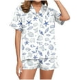 thumbnail image 4 of SwiftWear Elegant Chic: Womens Modern Floral Print Short-Sleeve Notch Neck Pajamas Set 2 Piece Summer PJS - Relaxed Fit for Comfort & Style, 4 of 7