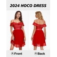 thumbnail image 2 of Vestido de cóctel Wedtrend rojo con lentejuelas y volantes en los hombros HOCO WTS6002, 2 of 6