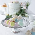 BalsaCircle 12" Clear Silver Metallic Wavy Edge Round Glass Cake Stand Wedding Birthday Party ...