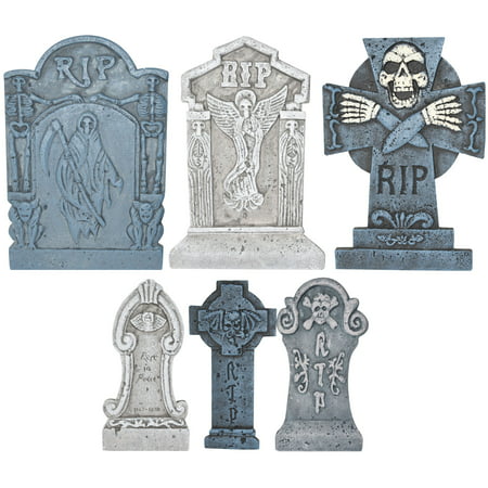 Way To Celebrate Halloween Ominous Graveyard Tombstone Set, 6 Pieces