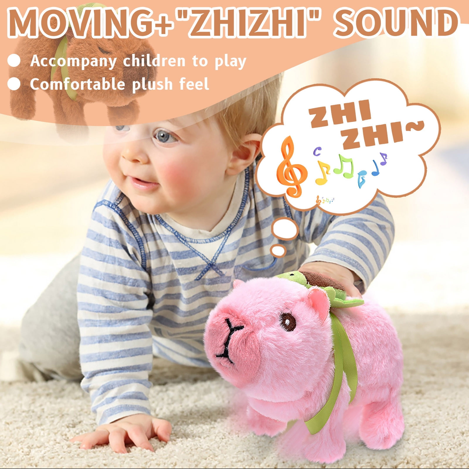 5Inch Cuddly Capybara Electric Plush Toy - Noise & Walking - Stuffed Animals Plush, Gifts for Teens Women & Fans