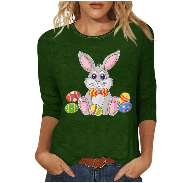 Camisetas Casuales de las Mujeres Impresas 3/4 Manga Cuello Redondo Blusa, Moda Ligera Superior para el Hogar Y el Uso Diario, Cómoda Imitación de la Tela Del Estante