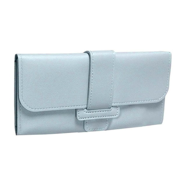 Travel Wallet Womens Long Fold-Over Multi-Card Zippered Clutch
