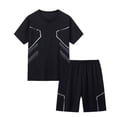 thumbnail image 4 of Asxite Boys Girls 12-16 Years Mesh Short Sleeve Crewneck Tops with Elastic Waist Shorts Breathable Active Set Black 15-16 Years, 4 of 4