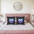 thumbnail image 2 of Set of 2 Decorative Throw Pillow Covers 18x18in - Futuristic Blue & Pink Heart Design with Whimsical Stars for Couch Bed Car, 2 of 8