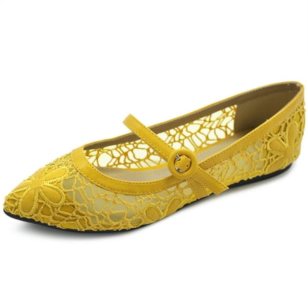 

Ollio Women s Shoes Mary Jane Lace Breathable Comfort Ballet Flats NEW1827