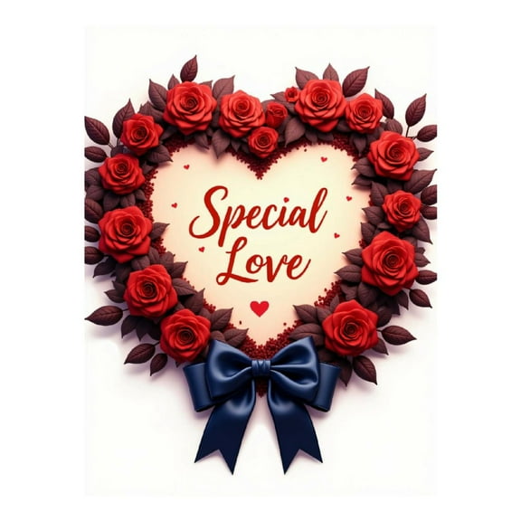 Diamond Art Kits for Adults, Heart Roses Blue Bow Romance 5D Diamond Painting Kits for Adults Beginners, DIY Full Drill Diamond Painting, Gem Art and Crafts 12x16