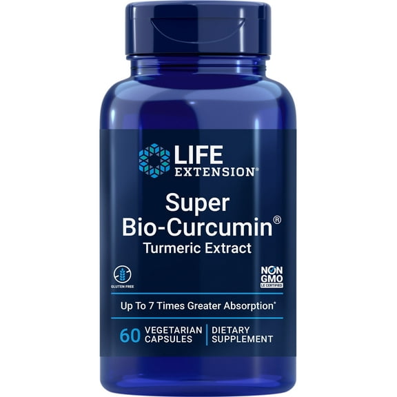Life Extension Super Bio-Curcumin Turmeric Extract, highly absorbable curcumin for whole-body health support, non-GMO, vegetarian, gluten-free, 60 capsules