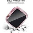 thumbnail image 4 of GHSDFBB 2-Pack Bling Cases with Screen Protector Compatible for Apple Watch 38mm for 40mm Only 42mm 44mm, Fully Paved Diamonds Protective Case for iWatch SE Series 6 5 4 3 2 1 (44mm, Pink+Clear), 4 of 7