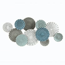 LuxenHome Multi-Color Metal Floral Layered Plates Wall Art