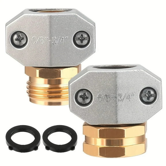 Garden Hose Repair Kit, 2 Sets Garden Hose End Mender, Male and Female Water Hose Repair Fittings, Fit 5/8" and 3/4" Garden Hose