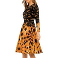thumbnail image 2 of FKELYI Orange Halloween Bats Women Dress Size M Breathable A Line Swing Skater Twirl Dresses Stretchy Women Dress Long Sleeve Party, 2 of 4