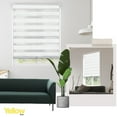 thumbnail image 2 of YELLOW BLINDS White Cordless Zebra Roller Shades for Windows, Dual Layer Light Filtering & Room Darkening, 67"W X 72"H, Modern Window Blinds with Cassette Valance, Easy Install, Safe for Kids & Pets, 2 of 9
