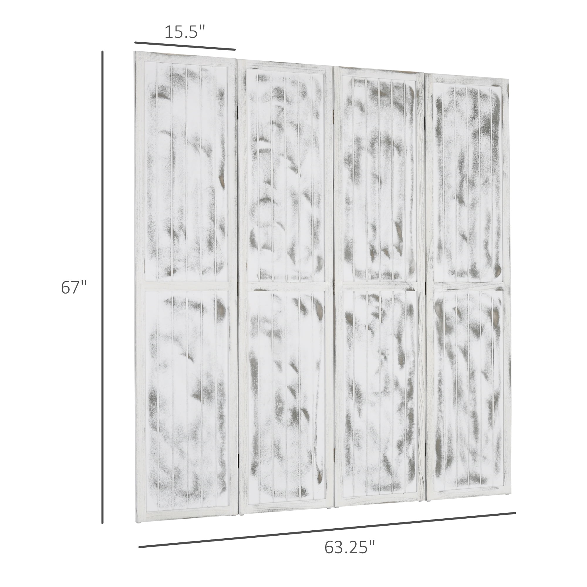Privacy Screen HOMCOM 5.5' 4 Panel Room Divider Folding Privacy Screen Panels, White,Partition Screen