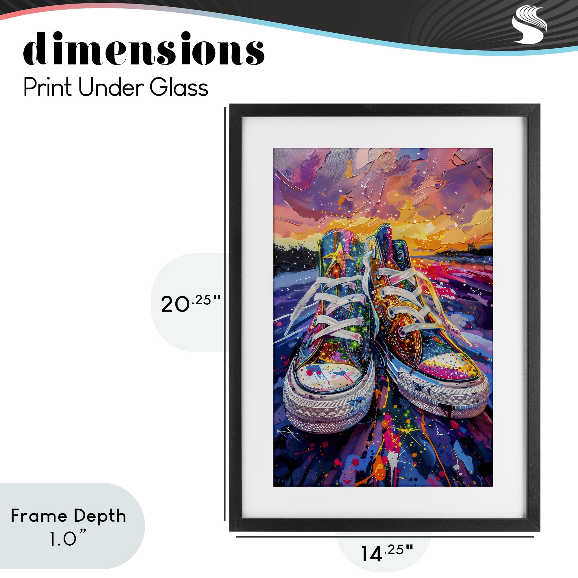 Stupell Industries Vibrant Sneakers at Sunset Black Framed Print Under Glass, design by Creative Studio