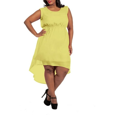 Plus Moda Women's Plus-Size Geo Pop Collection Hi-Low Woven Dress