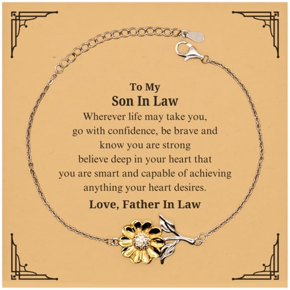 Engraved Sunflower Bracelet Son In Law Gift Christmas Confidence Love Strong Hopeful Inspirational Gesture from Father In Law
