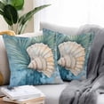 thumbnail image 2 of Waterproof Throw Pillow Covers Set of 2, 16x16 Inch Coastal Decorative Pillowcases Outdoor Pillow Slip Cushion Covers Set for Couch Tent Vintage Botanical Beach Nautical Shell, 2 of 7