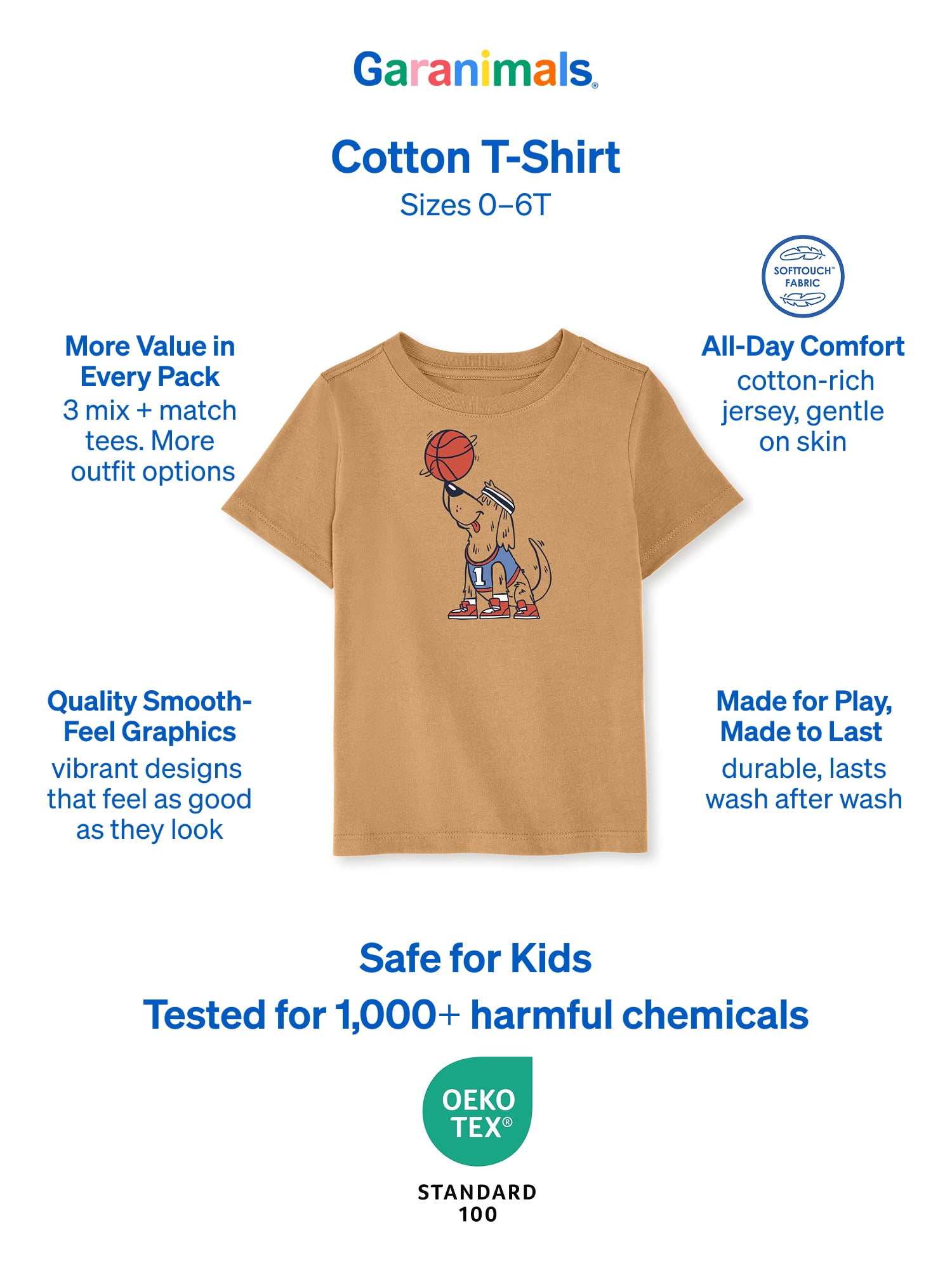 Garanimals Baby & Toddler Boys Shirts, Single & 3-Pack, Sizes 0-6T