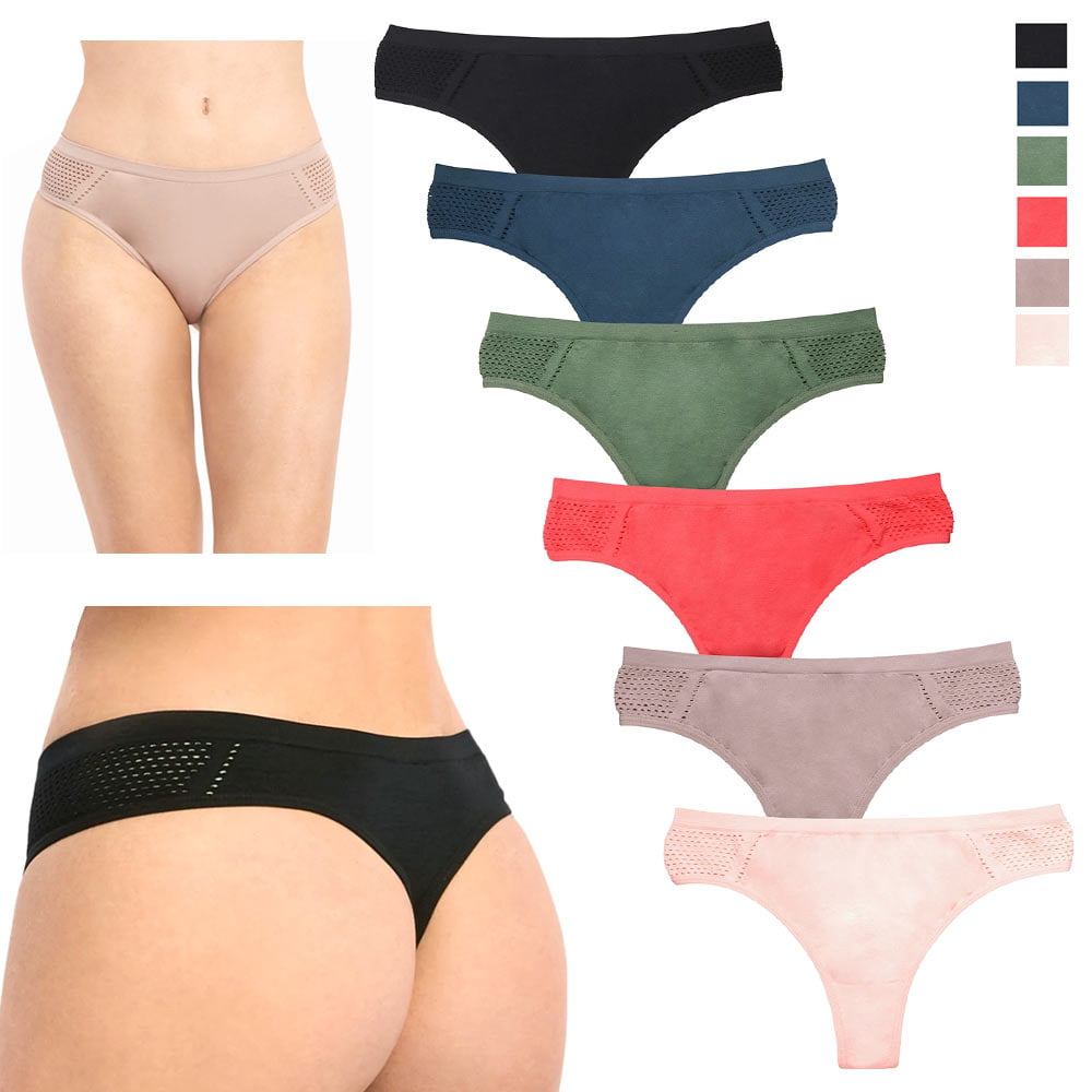 Back Thongs Tanga 6 Pack Womens Underwear Seamless Thong Panties No Show T 