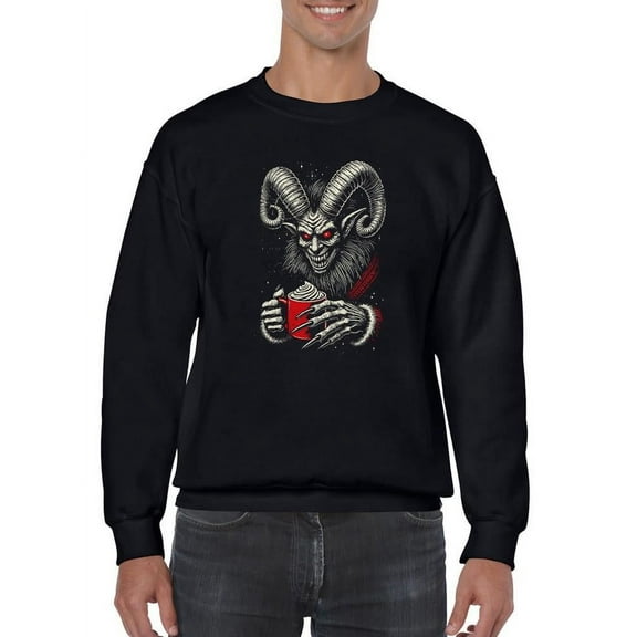 Krampus Coffee Horror Christmas Holiday Men's Sweatshirt