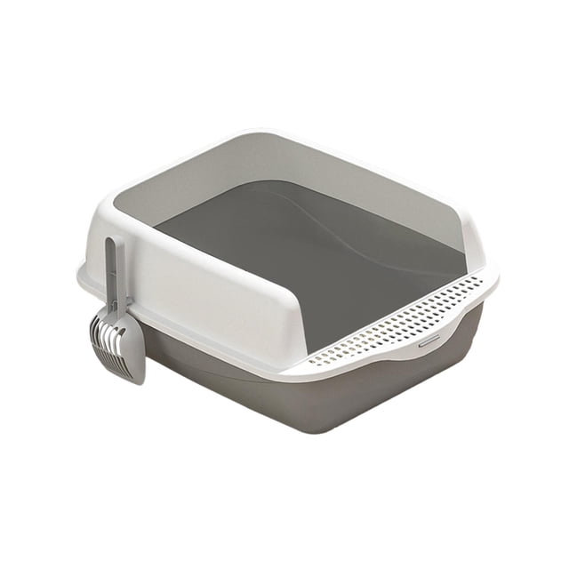 Cat Toilet Open Top Cat Toilet Semi-Enclosed Easy to Clean Shatterproof Durable Gray