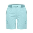 thumbnail image 5 of Difdany Bermuda Shorts For Women Cargo Shorts Knee Length 6 Pockets Elastic Waist Long Shorts For Summer Casual Light Blue S, 5 of 5