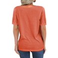 thumbnail image 2 of Solid Color V-Neck Women Short Sleeve Loose T-Shirt, 2 of 3