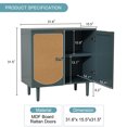 thumbnail image 3 of HLR Accent Storage Cabinetwith 2 Rattan Doors, Sideboard Buffet Cabinetwith Shelves, Free Standing TV Console Table with Storage, Modern Teal Cabinet for Kitchen, Dining Room, Living Room, Bedroom, 3 of 5