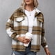 thumbnail image 2 of Abrigo de mujer Abrigo de mujer estampado a cuadros cuello vuelto abotonado manga larga blusa suelta chaqueta informal prendas de vestir 1 1, 2 of 5
