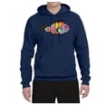 thumbnail image 2 of Wild Bobby, Colorful Neon Nemo Clownfish, Animal Lover, Unisex Graphic Hoodie Sweatshirt, Navy, Large, 2 of 3