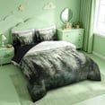 thumbnail image 2 of meiyoeat Green Pine Green 7pcs Queen Bedding For Girls,Nature Scenery Bedding Comforter Set Queen For Adults,Black Reversible, 2 of 7