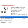 thumbnail image 2 of Ignition Knock Detonation Sensor - Compatible with 2001 - 2006 Chevy Silverado 2500 HD 6.0L V8 2002 2003 2004 2005, 2 of 2