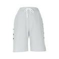 thumbnail image 3 of Summer Savings Clearance 2025! THDHVS Bermuda Shorts for Women,Women's Shorts,Striped and Linen Pants with Adjustable Buttons The Side Gray 2XL, 3 of 5