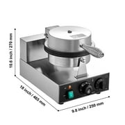 KFFKFF Electric Waffle Cone Maker, 1230W Commercial Ice Cream Cone Machine, Durable Non-Stick Stainless Steel, Adjustable Temp & Timer, with Handle, Ideal for Cafes, Bakeries, Home Use