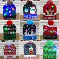 thumbnail image 4 of Gorro de punto de alto grado para niños y adultos, gorro de lana con luz LED de siete colores, cálido y frío, regalo de fiesta, gorros navideños, 4 of 4