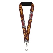 The Wizarding World of Harry Potter Lanyard, Harry Potter Gryffindor Quiditch Ball Crown Red Golds Grays, Elastic