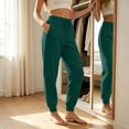 thumbnail image 6 of Women's Tapered Joggers with Pockets High Waist Elastic Drawstring Sweatpants, Ribbed Ankle Cuffs Casual Pants,L, 6 of 7