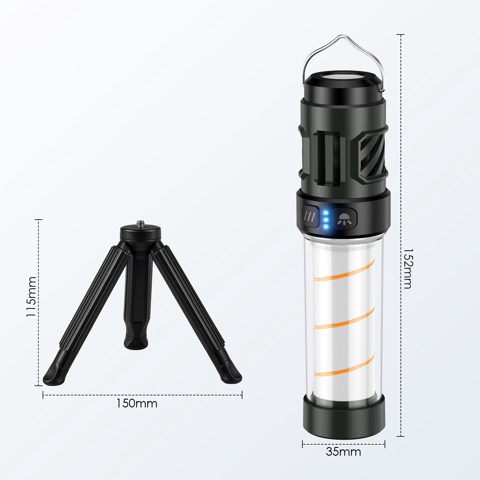 Qoosea Camping Lantern Rechargeable Portable Waterproof Flashlight Outdoor Magnetic Camping Light Emergency Light with Stand