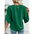 thumbnail image 3 of DOKOTOO Blouses for Women 3/4 Ruffle Sleeve Crewneck Tops Business Work Blouse Casual Dressy Loose Shirts, 3 of 10
