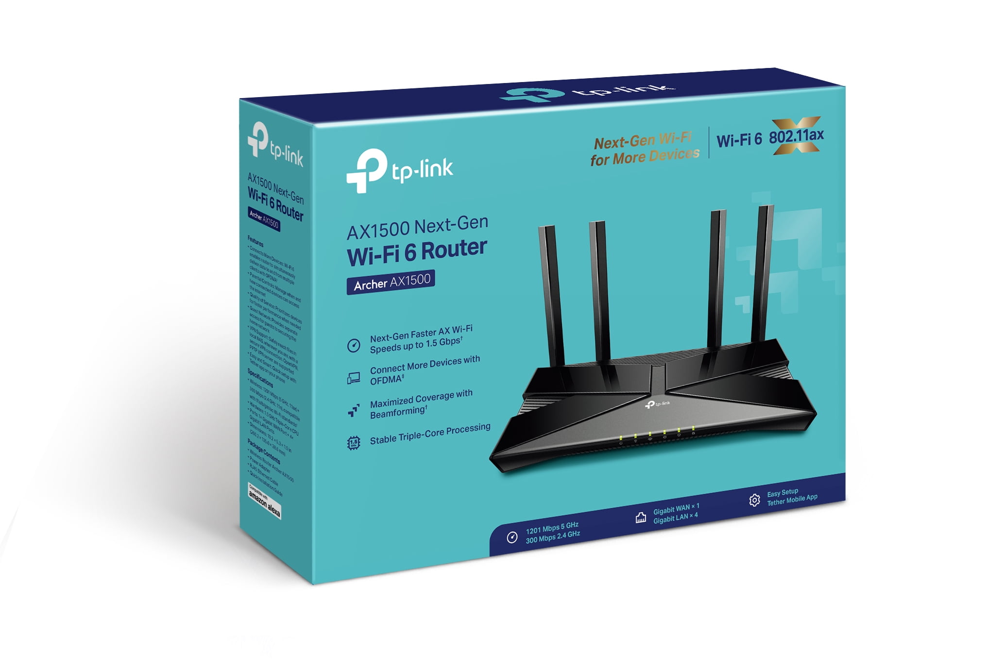 Tp Link Archer Ax1500 Wi Fi 6 Dual Band Wireless Router Up To 1 5 Gbps Speeds 1 5 Ghz Tri Core Cpu Walmart Com Walmart Com